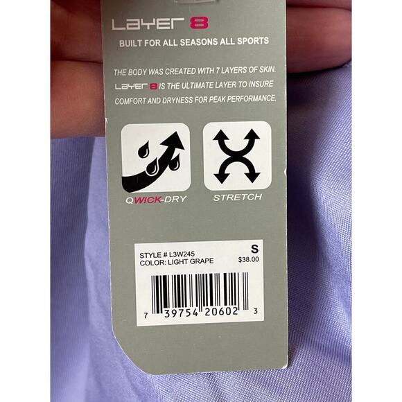 Layer 8 Performance Qwick Dry Fleece Lined Funnel Neck Purple Shirt Size S NWT - Picture 5 of 6